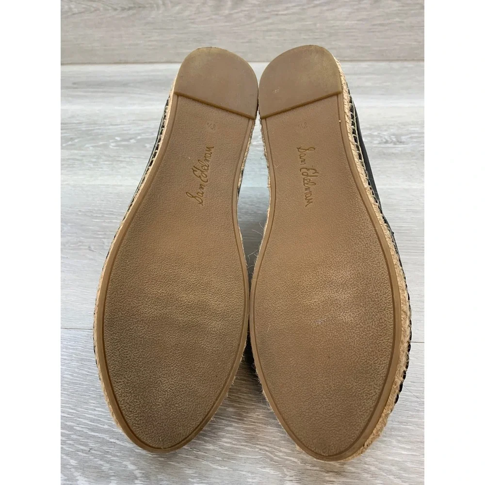 Sam Edelman Kai Women's Black Leather Espadrille Penny Loafers 8.5 Casual Shoes